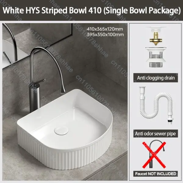 Lavabo de salle de bains en céramique de luxe, lavabo d'art avec accessoires de vidange, bol de lavage au-dessus du comptoir, ensemble d'éviers de comptoir