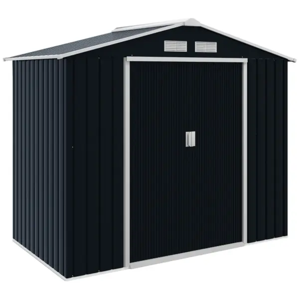 Outsunny Abri de jardin en métal 2,77 m² cabane de jardin 213 x 130 x 185 cm cabanon rangement outils avec kit de fondation, por