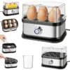 Cuiseur à Œufs Électrique 350W - Cuiseur Vapeur 6 Œufs avec Protection Anti-Sècheresse, Fonction Arrêt Automatique, pour Œufs Mollets/Mi-Cuits/Durs, Maïs Raviolis, Tasse à Mesurer, Mijoteuse Multifonction