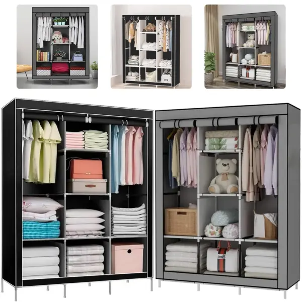 Placard Portable grande maison multicouche économique tissu armoire anti-poussière salle de location placard pour une personne organisateur de vêtements