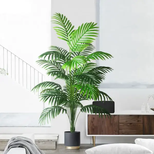 Grand palmier artificiel 90-120cm, fausses plantes tropicales, feuilles de palmier en plastique vert, grande branche d'arbre Monstera pour décoration de jardin de maison
