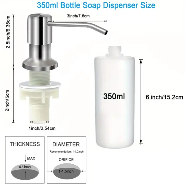 Distributeur de savon liquide pour évier de cuisine, pompe en acier inoxydable 350ML 500ML, bouteille de savon liquide, support d'évier, distributeur de savon à pression manuelle