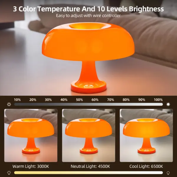 Lampe de Table champignon classique lampe de Table d'art Bauhaus moderne lampe de chevet de chambre lampe de Table décorative Orange de créateur danois