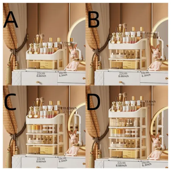Boîte de rangement de maquillage multicouche 1 pièce, rangement de cosmétiques pour les soins de la peau, fard à paupières, Lotions rouge à lèvres, idéal pour commode, salle de bain, chambre à coucher