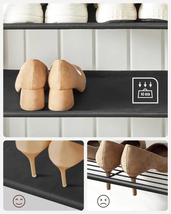 VASAGLE Meuble d’Entrée, Porte-Manteaux, avec Banc et Étagère à Chaussures, 9 Crochets Amovibles, Tringle, 32,2 x 64 x 180 cm, pour Entrée, Chambre, Style Industriel