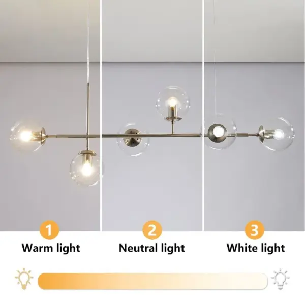 Luminaire Suspendu Linéaire à 6 Boules en Verre – Lustre Moderne pour Salle à Manger et Salon