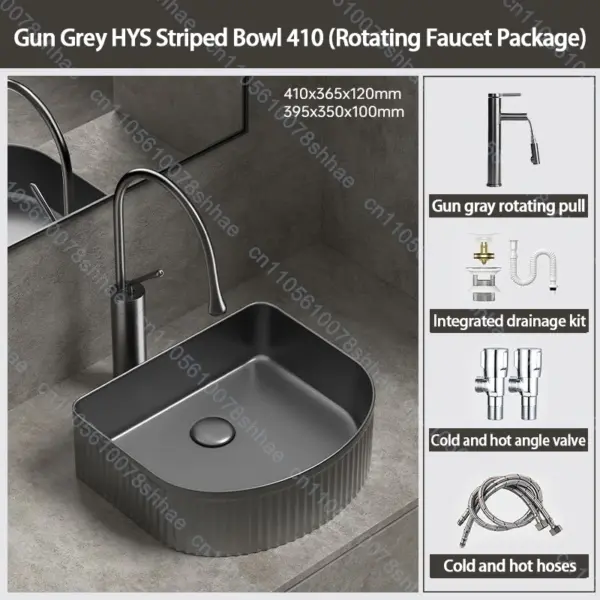 Lavabo de salle de bains en céramique de luxe, lavabo d'art avec accessoires de vidange, bol de lavage au-dessus du comptoir, ensemble d'éviers de comptoir