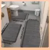 Ensemble de tapis de sol en mousse à mémoire de forme à absorption rapide, doux et confortable, tapis de salle de douche, tapis de cuisine, 3 pièces