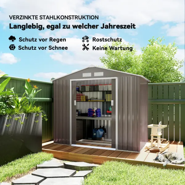 Abri à outils Outsunny avec cadre au sol, hangar à outils, hangar de jardin en acier