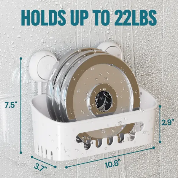 TAILI éTagèRe de Douche Robuste avec Ventouse sous vide, Panier de Rangement Amovible sans PerçAge pour Shampoing et Articles de Toilette Organisateur de Cuisine, Salle de Bain, Chambre à Coucher