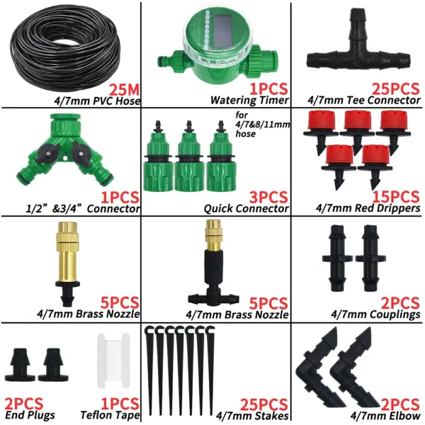 Kit de système d'arrosage automatique pour Micro Irrigation goutte-à-goutte de jardin, 5-50M, contrôleur de minuterie, bricolage, refroidissement par pulvérisation de brume pour plantes en pot