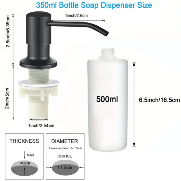 Distributeur de savon liquide pour évier de cuisine, pompe en acier inoxydable 350ML 500ML, bouteille de savon liquide, support d'évier, distributeur de savon à pression manuelle