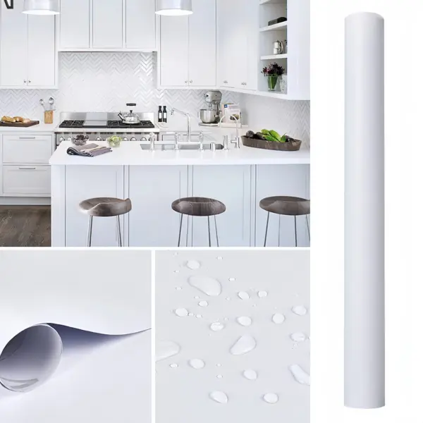 Papier peint mural blanc auto-adhésif en PVC – Étanche et résistant à la chaleur
