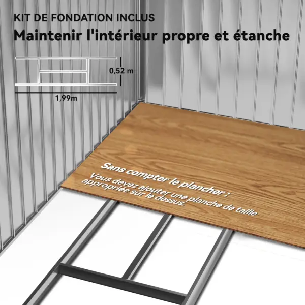 Outsunny Abri de jardin en métal 2,77 m² cabane de jardin 213 x 130 x 185 cm cabanon rangement outils avec kit de fondation, por