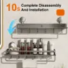 Ventouse support de salle de bain étagère de salle de bain espace de toilette en aluminium sans perceuse support suspendu organisateur de salle de bain accrocher au mur