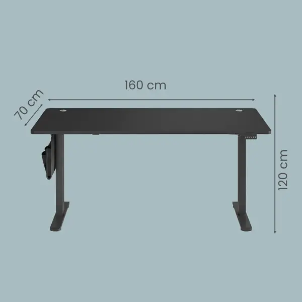 SONGMICS Bureau réglable en hauteur 160 x 70 cm – Fonction mémoire et port USB-C, noir