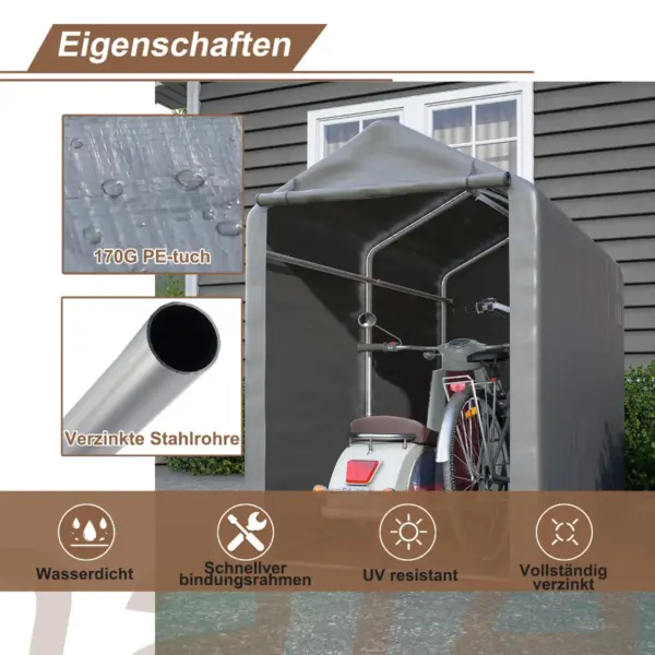 Garage à vélo gris foncé 187x100x160cm |   Abri de jardin en tente