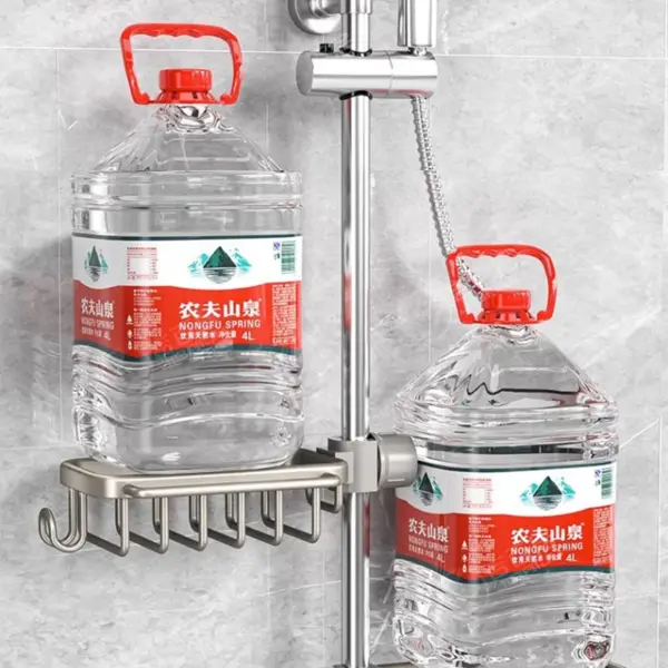 Support de salle de bain sans poinçon, étagère de salle de bain, espace de toilette en aluminium, sans perceuse, support suspendu, organisateur de salle de bain, accrocher au mur