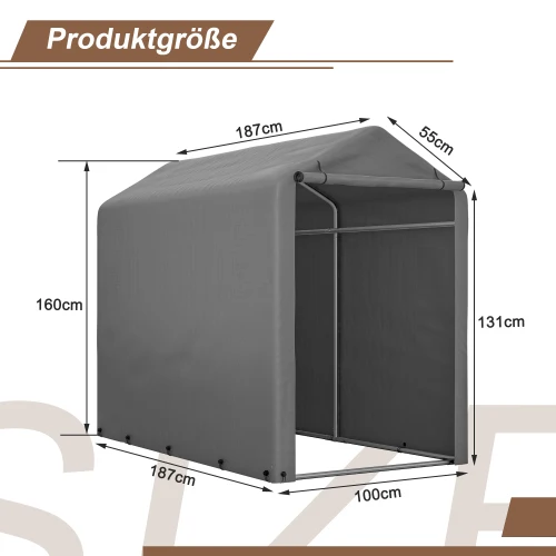 Garage à vélo gris foncé 187x100x160cm |   Abri de jardin en tente