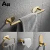 Porte-serviettes de bain en acier inoxydable 304, anneau porte-serviettes, porte-papier hygiénique, or brossé, ensemble d'accessoires de quincaillerie de salle de bains