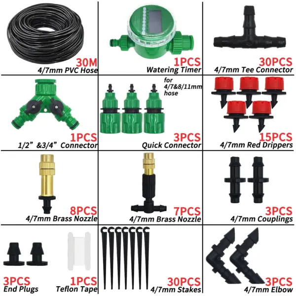 Kit de système d'arrosage automatique pour Micro Irrigation goutte-à-goutte de jardin, 5-50M, contrôleur de minuterie, bricolage, refroidissement par pulvérisation de brume pour plantes en pot