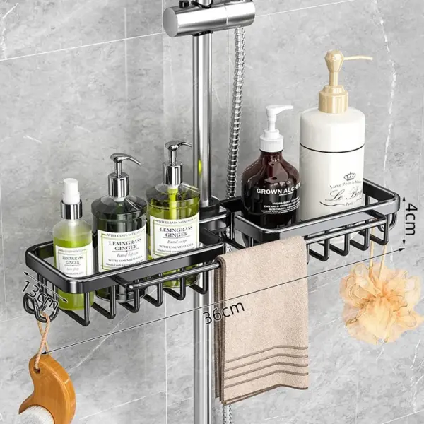 Support de salle de bain sans poinçon, étagère de salle de bain, espace de toilette en aluminium, sans perceuse, support suspendu, organisateur de salle de bain, accrocher au mur