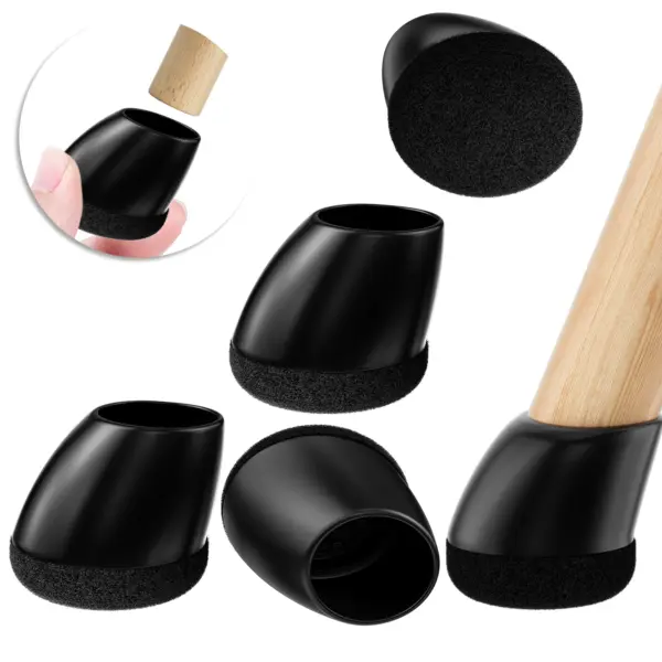 Couvre-pieds de chaise en Silicone, 16 pièces, pieds de chaise inclinés ronds antidérapants pour 15 ° -25 °   avec coussinets en feutre pour plancher en bois dur, sans bruit, sans rayures