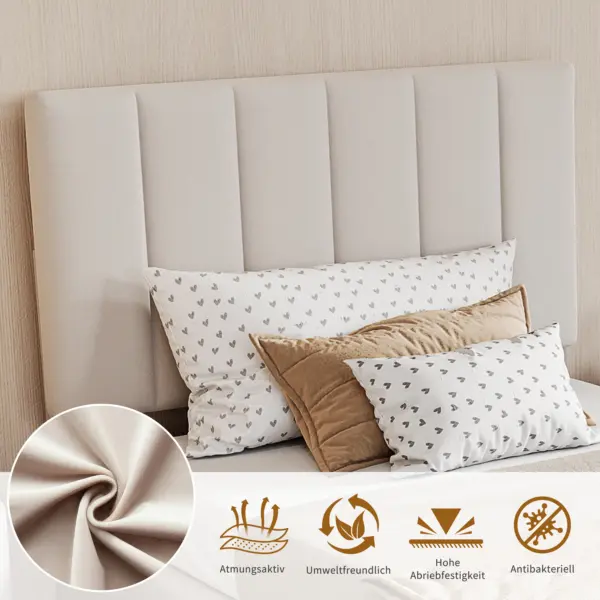 Rosahqnda lit enfant 90x200 cm, lit rembourré, pour garçons et filles, lit simple, lit coffre hydraulique, lin, sans matelas