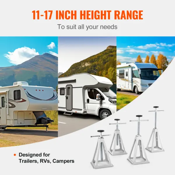 SucceBuy Lot de 4 crics stabilisateurs RV 6000 lb en aluminium – Crics de nivellement réglables pour camping-car et remorque