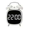 Réveil numérique à commande vocale, Double cloche, Super fort, pour dormir lourd, Mode nuit 12/24H, Table Anti-déruption nocturne, horloge LED