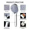 Ensemble de pomme de douche à 5 Modes, Massage haute pression, buse de pulvérisation de bain à main, pomme de douche avec support de tuyau, accessoires de salle de bains