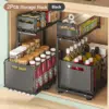 Organisateur d’armoire extractible à 2 niveaux – Étagère sous évier réglable avec tiroirs coulissants