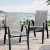 Ensemble de 4 chaises de patio empilables, chaises de salle à manger d'extérieur avec tissu textilène/structure en métal, pour terrasse, jardin, bord de piscine