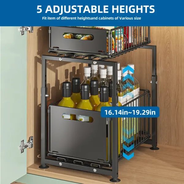 Organisateur sous évier, armoire de rangement réglable en hauteur à 2 niveaux, organisateur de cuisine en métal, organisateurs polyvalents pour placard