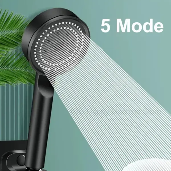 Pommeau de Douche Noir à 5 Modes Réglable, Haute Pression, T-shirts d'Eau, Énergie à l'Eau, Accessoires HOAccessrespiration