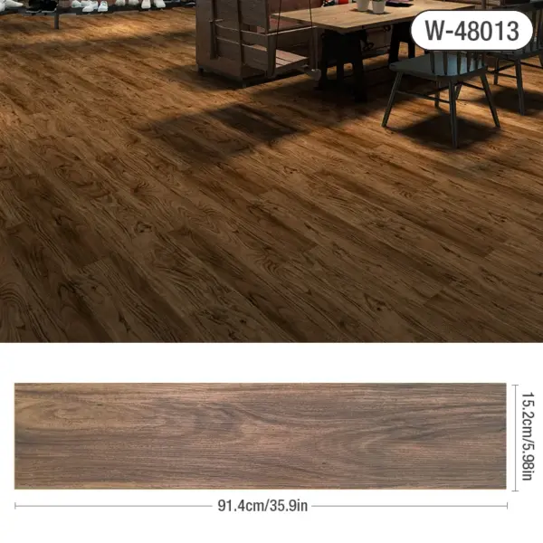 Autocollant de sol auto-adhésif 3D 91x15cm, papier peint de sol à grain de bois épais, autocollant mural 3d, imperméable, résistant à l'usure