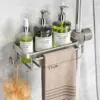 Support de salle de bain sans poinçon, étagère de salle de bain, espace de toilette en aluminium, sans perceuse, support suspendu, organisateur de salle de bain, accrocher au mur