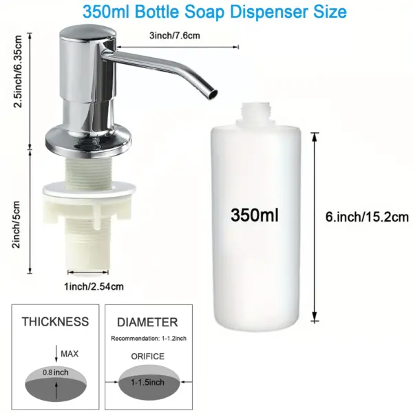 Distributeur de savon liquide pour évier de cuisine, pompe en acier inoxydable 350ML 500ML, bouteille de savon liquide, support d'évier, distributeur de savon à pression manuelle