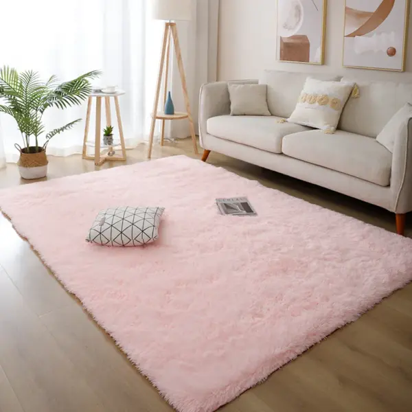 Tapis de hall moelleux blanc, tapis épaissi, antidérapant, salon moderne, chambre à coucher, décoration d'intérieur, chambre d'enfant, rose, fourrure, lea