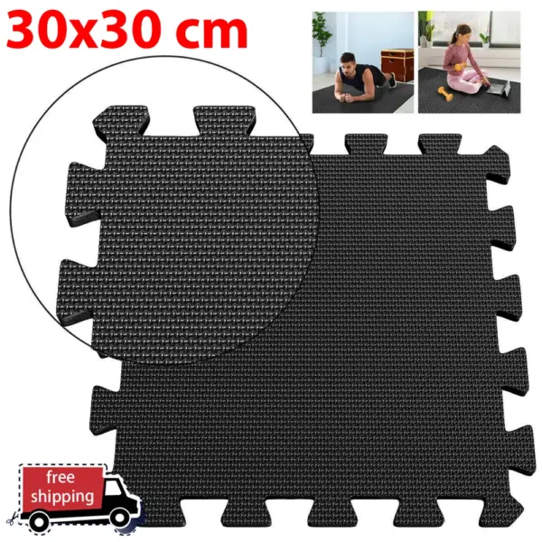 Tapis de Gymnastique en Mousse Imbriqué – 8 ou 16 Pièces, Motif Croisé