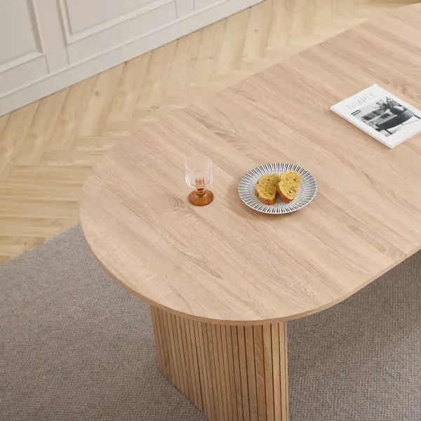 Table à manger moderne simple en bois massif, plateau ovale, adaptée au salon/salle à manger, 180cm x 90cm