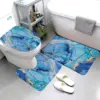 3 pièces ensembles tapis de bain en marbre noir lignes grises or Art géométrique abstrait créatif maison salle de bain porte tapis anti-dérapant couvercle de toilette tapis