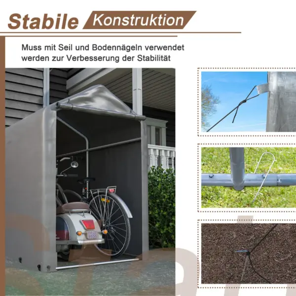 Garage à vélo gris foncé 187x100x160cm |   Abri de jardin en tente