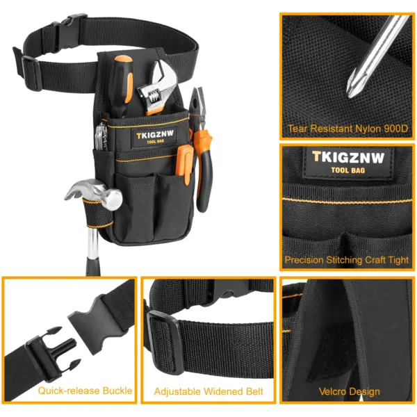 TKIGZNW Pochette à outils robuste avec ceinture réglable – 6 poches et 9 boucles pour tournevis