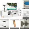 Meuble TV 140 cm, centre de divertissement avec étagère réglable, meuble TV pour téléviseurs de 60 pouces, table console multimédia avec 3 tiroirs, blanc