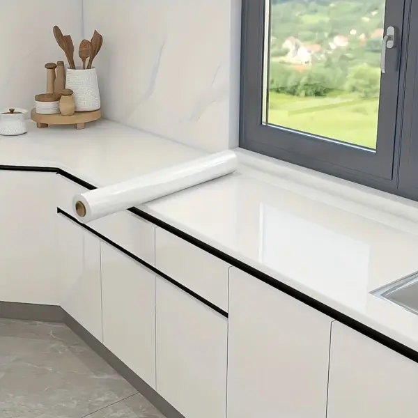 Papier peint mural blanc auto-adhésif en PVC – Étanche et résistant à la chaleur