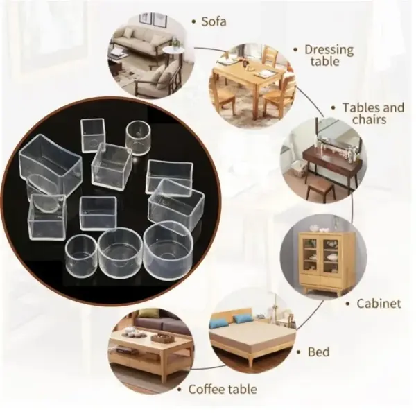 Coussinet de pied de chaise en Silicone, rond et carré, bouchon d'extrémité de Table en PVC, silencieux, antidérapant, capuchon de Protection de sol, couvre-pied, 16/8/4 pièces