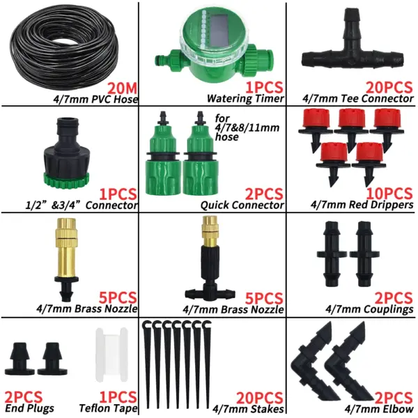 Kit de système d'arrosage automatique pour Micro Irrigation goutte-à-goutte de jardin, 5-50M, contrôleur de minuterie, bricolage, refroidissement par pulvérisation de brume pour plantes en pot