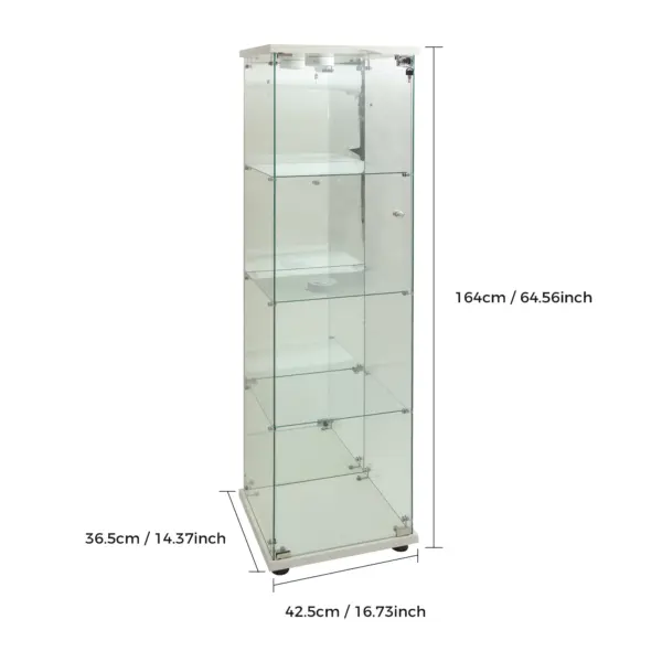 Rosahqnda vitrine en verre avec LED, vitrine sur pied à 4 niveaux, vitrine pour salon, chambre à coucher, entrée, blanc/noir
