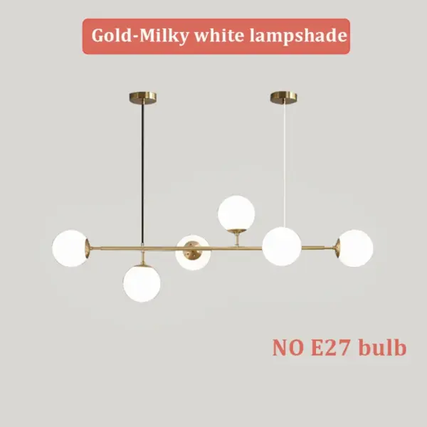 Luminaire Suspendu Linéaire à 6 Boules en Verre – Lustre Moderne pour Salle à Manger et Salon